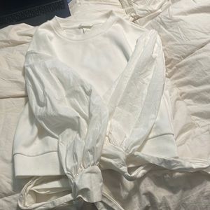 Sweater with dress shirt, material, puff sleeves